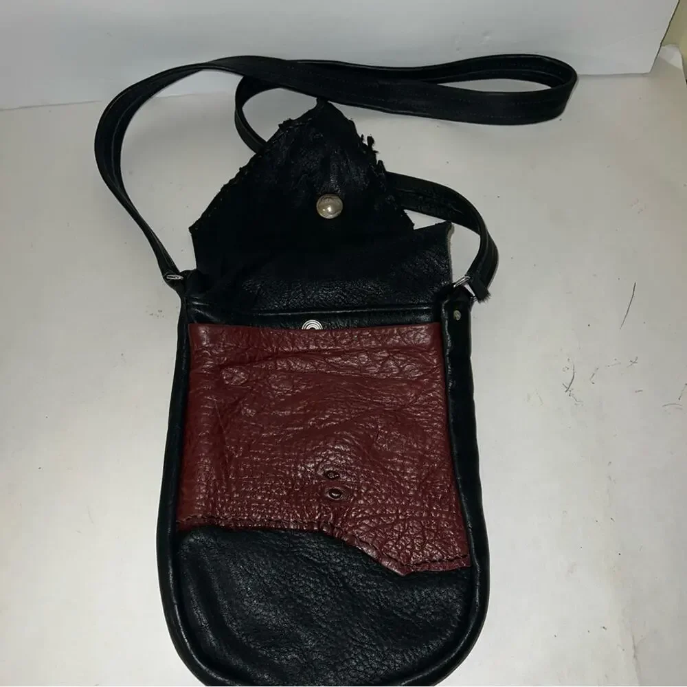 HANDMADE butter soft leather Black and Brown Leather crossbody